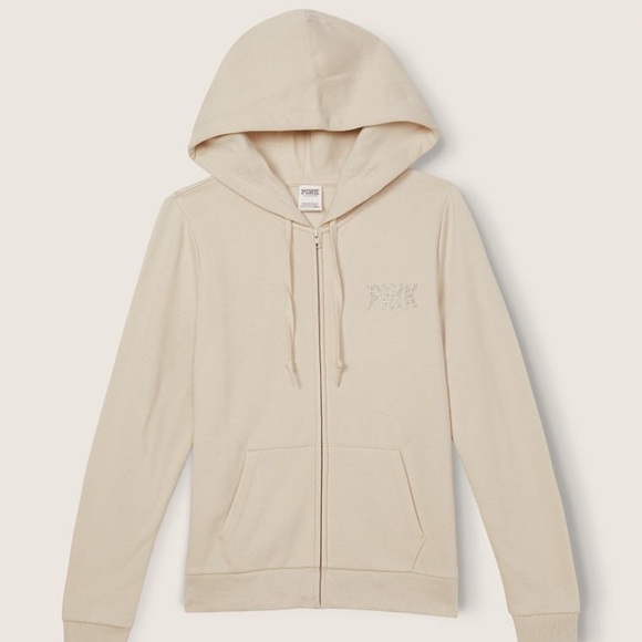 NWT: Victoria’s Secret PINK Soft Fleece Full Zip Hooded Sweatshirt:  X-Large - Picture 1 of 9